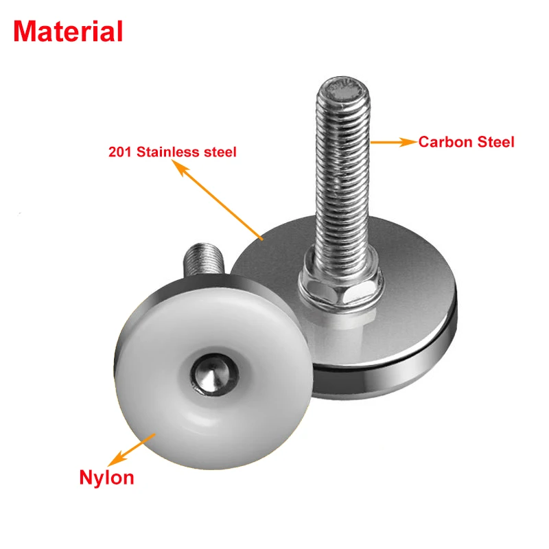 8Pcs Steel Adjustable Furniture Feet with Nylon Base Levelers for Sofa Table Chair Cabinet Workbench - Easy Leveling