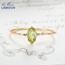 LAMOON August Birthstone Natrual Peridot Ring For Women Gemstone Ring 925 Sterling Silver Gold Plated Fine Jewelry Accessories