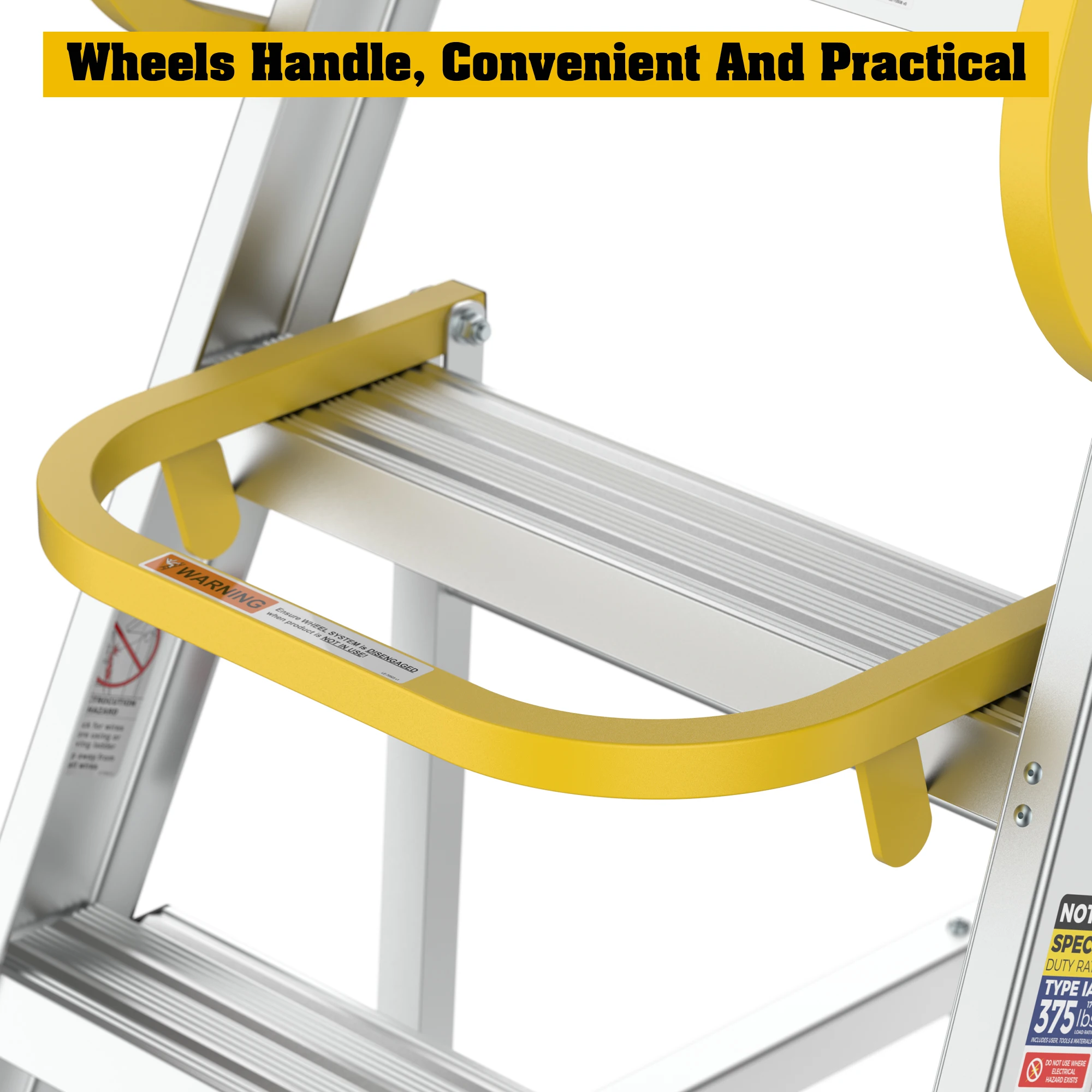 سلم منصة دوارة من الألومنيوم مع منصة عمل متنقلة غير قابلة للانزلاق بسعة 170 كجم للاستخدام في المستودعات #6