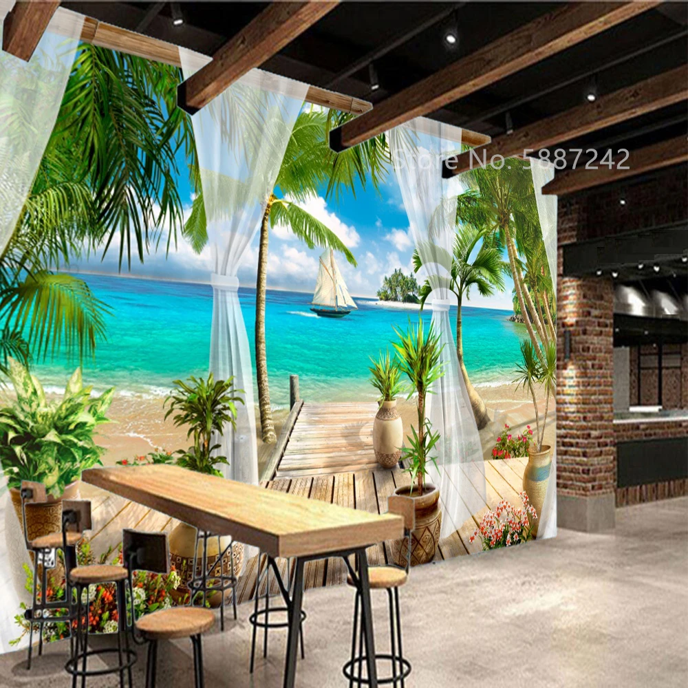 Natural Landscape 3d Large Wallpaper For Living Room Bedroom Forest Trees Waterfall Wall Mural TV Background Panoramic Photo