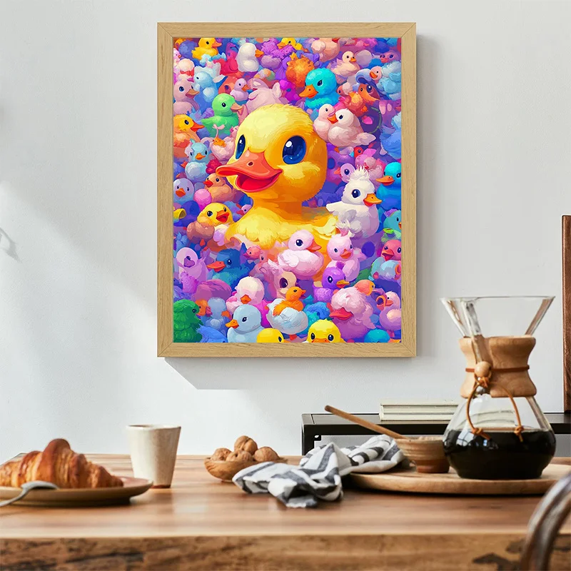 Cute Colorful Duck Paint By Numbers Kit Adults Beginner DIY Canvas Stress Relief Home Wall Decor Craft Birthday Gift Frameless