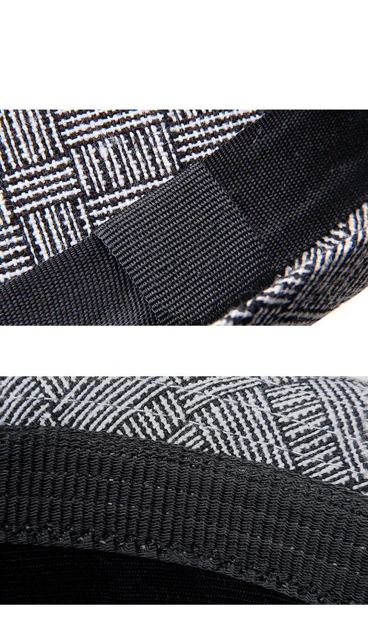 Neue Herbst- und Winterhüte für Herren Britische Retro-Jazzhüte Rundkopf-Hüte mit Kleinem Schirm Klassische Karierte Hüte im Gentleman-Stil für Damen – Detail 15