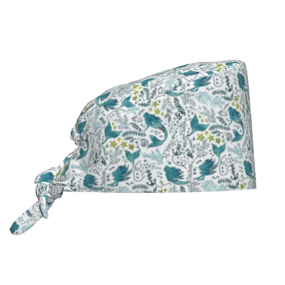 Mermaid Ocean Light Scrub Hat Doctor Working Surgical Cap Men Women Adjustable Nursing Caps for Dentist