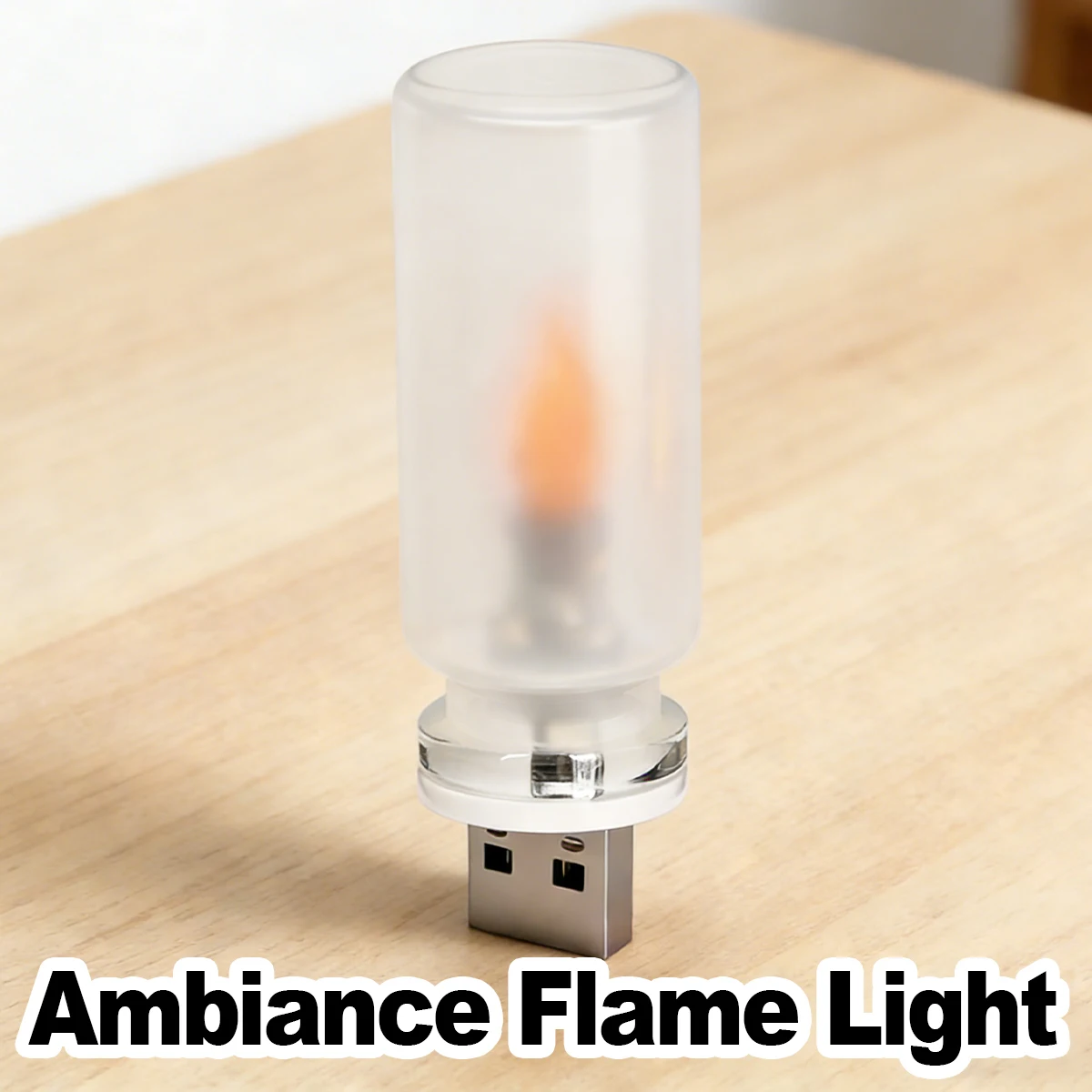 

Flickering Flame Light Bulb USB LED Portable Fire Light Car Atmosphere Decor Mini Night Lamp Travel Camping Warm White Soft Art