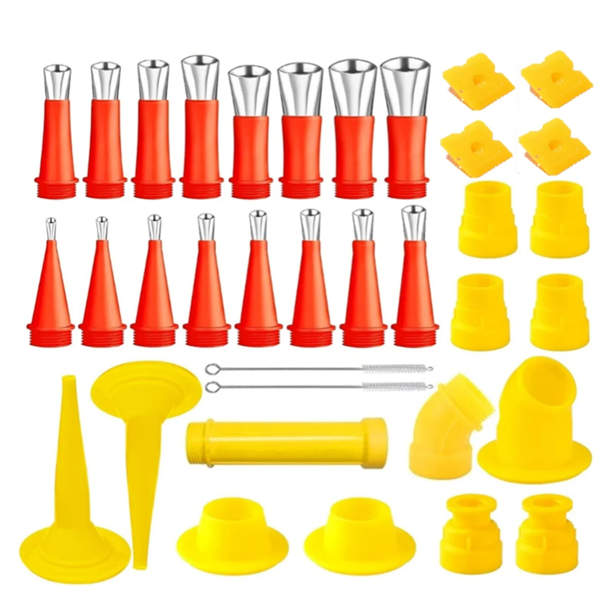 

Universal Integrated Rubber Nozzle Tool Set, 33 Piece Caulking Tool Stainless Steel Caulking Nozzle Applicator Set