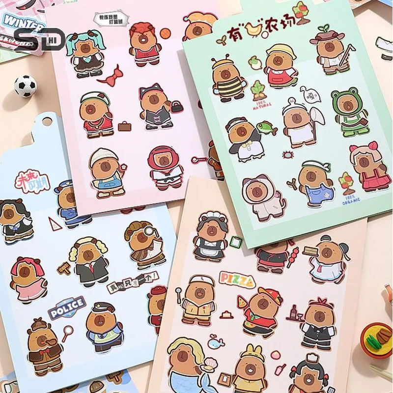 Cartoon Cute Capybara Capibala Sticker Kawaii Animal Graffiti Decorations Classic DIY Changing Stickers Kids Toy