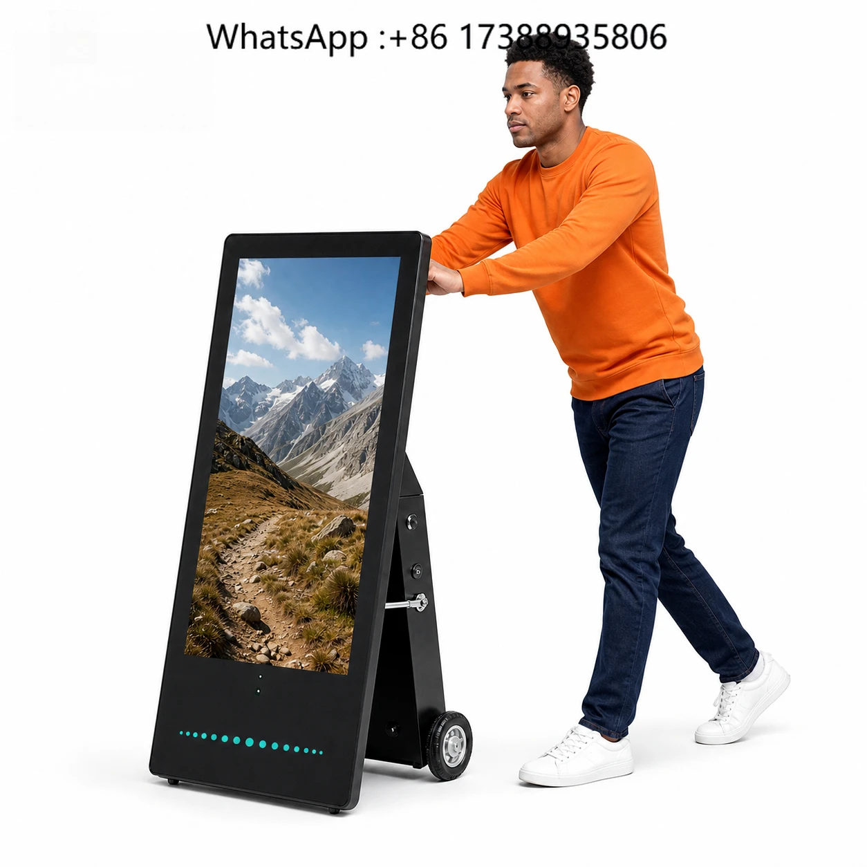 LCD Advertising Signage 32 Inch 2000 Nits Smart Android Media Player A-Frame Portable 8-12 Hour
