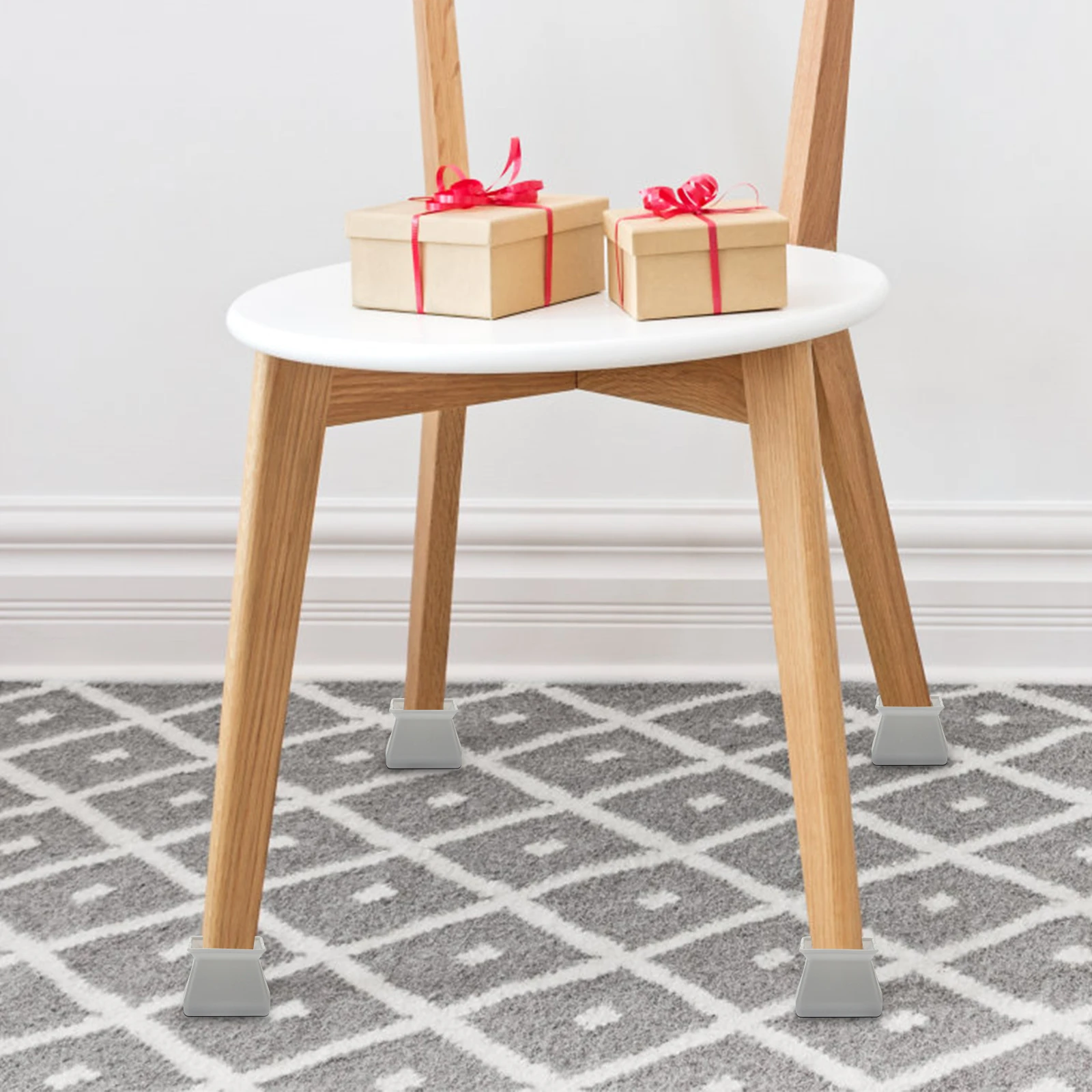 

10pcs Chair Leg Protectors Furniture Nonslip Wear Resistant Silicone Floor Protectors Square Gray For Hardwood Floors Table