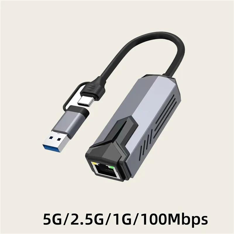 5000Mbps USB محول إيثرنت USB3.0 Type-C إلى RJ45 5Gbps إيثرنت محول بطاقة الشبكة محول محور للكمبيوتر ويندوز 11 المحمول