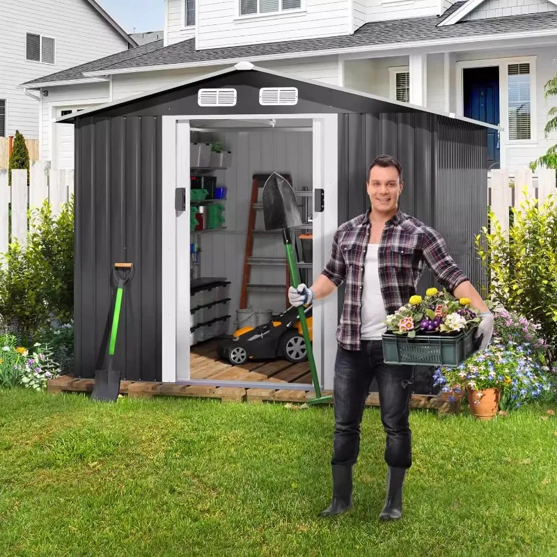 Metal Storage Shed Outdoor Tool Storage Garden Cabin  Suitable for Backyards  Patios and Villas  Easy To Assemble.