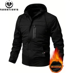 2024 New Autumn Winter Men Outdoor Windbreak Brand Hooded Jacket Men Windbreak Fleece Warm Casual Fashion Jacket Coat Male Hots