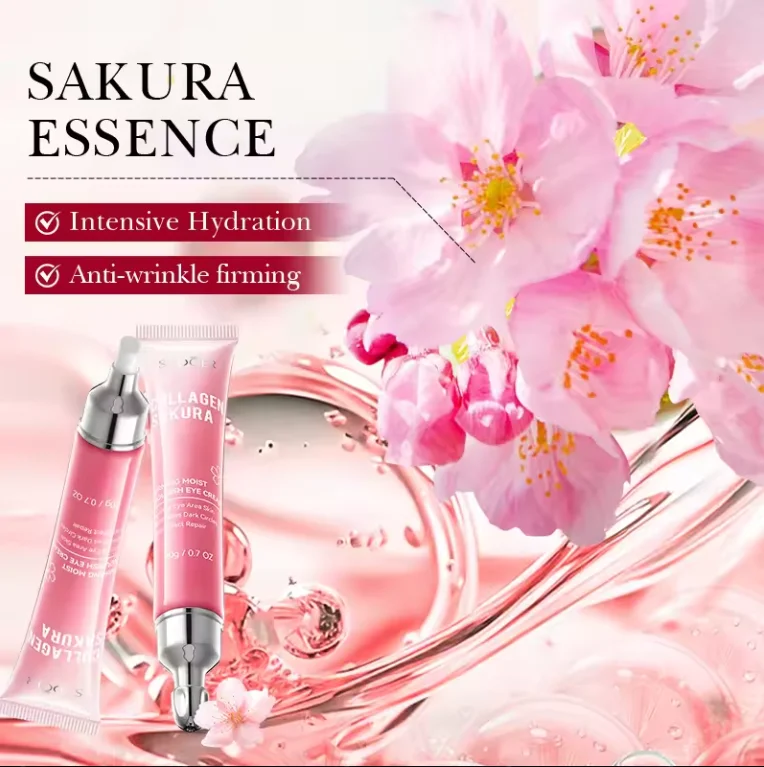 Sakura Collagen Eye Cream Anti Aging Wrinkle Eye Bags Dark Circles Removal Whitening Moisturizing Eye Serum Korean Cosmetics20g