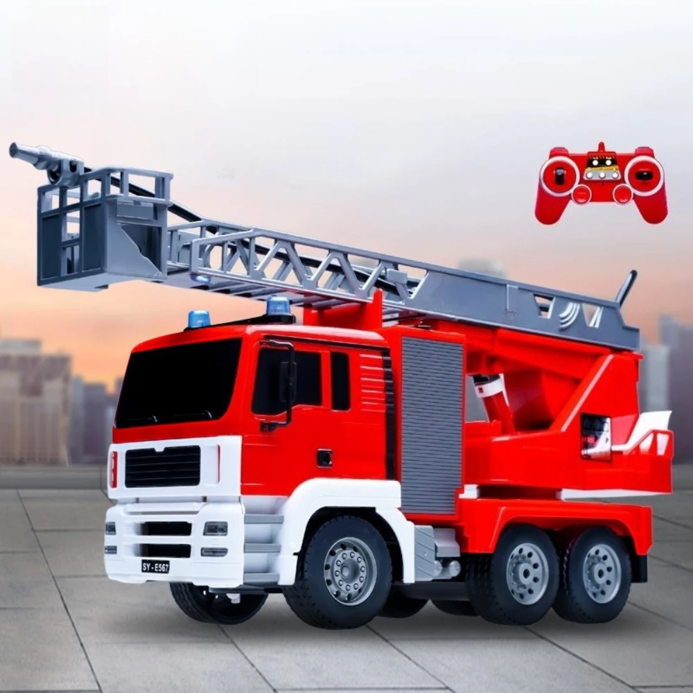 1/20 Scale 2.4GHz Remote-controlled Fire Truck Water-spraying Ladder Model Engineering Vehicle Electric Toy Fire Truck
