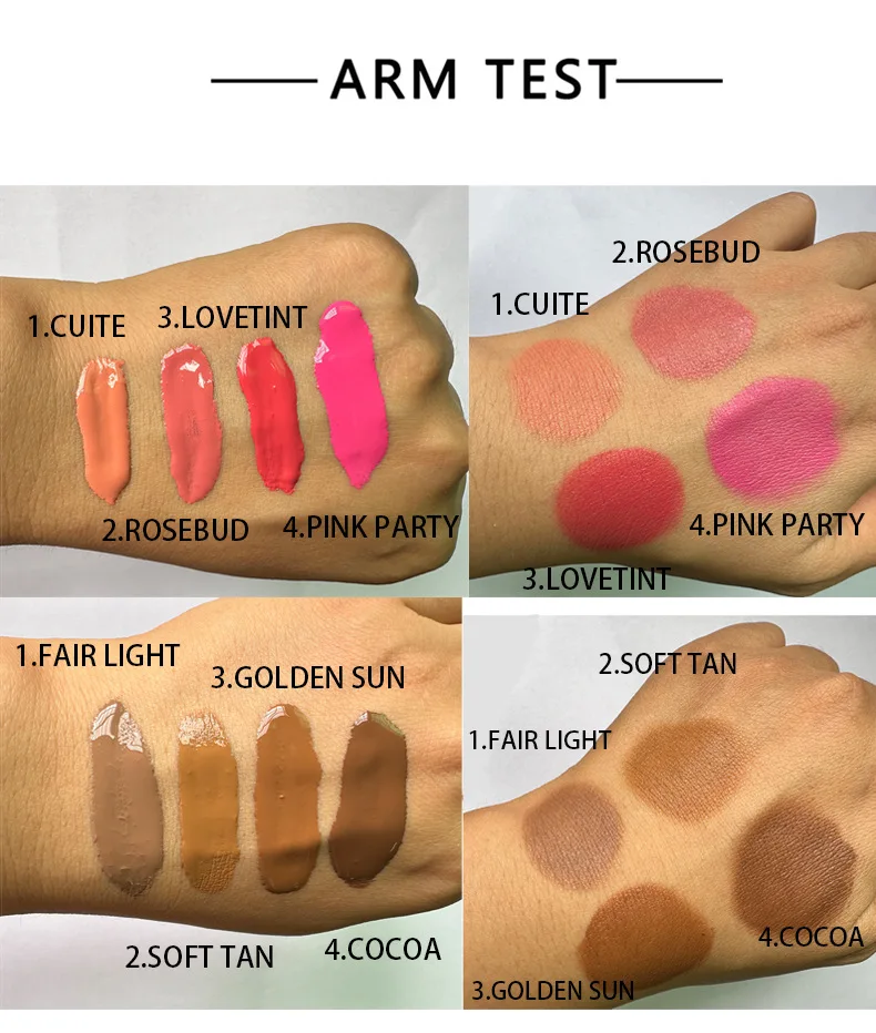 Customized Logo Liquid Blush Cruelty Free Waterproof Blusher Cream Makeup Lip Eye Cheek Tint With Cushion Applicator