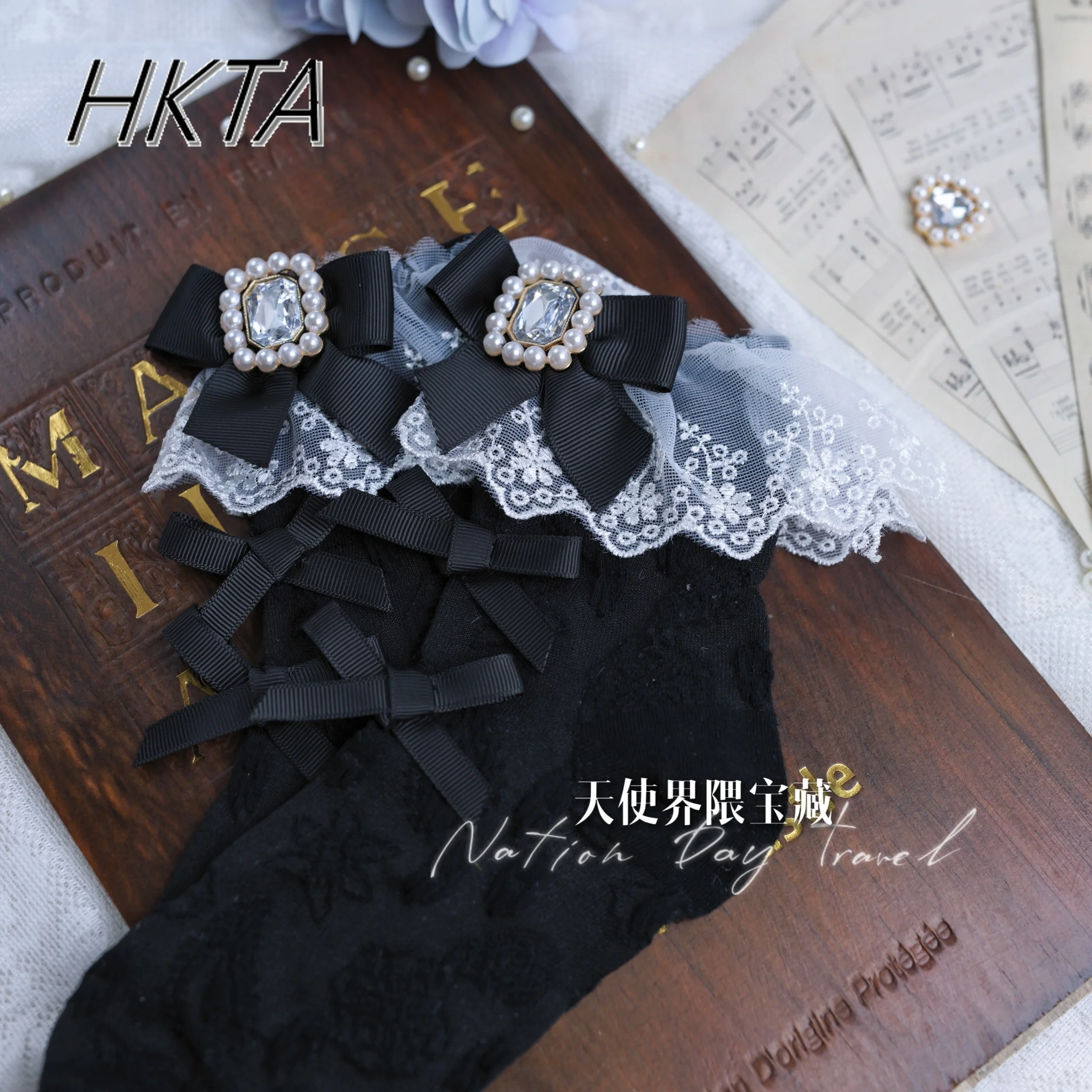 

Japanese Liz Socks Mine Series Mass Production Short Sock Pearl Rhinestone Lolita Cotton Socks Sweet Girl Kawaii White Socks