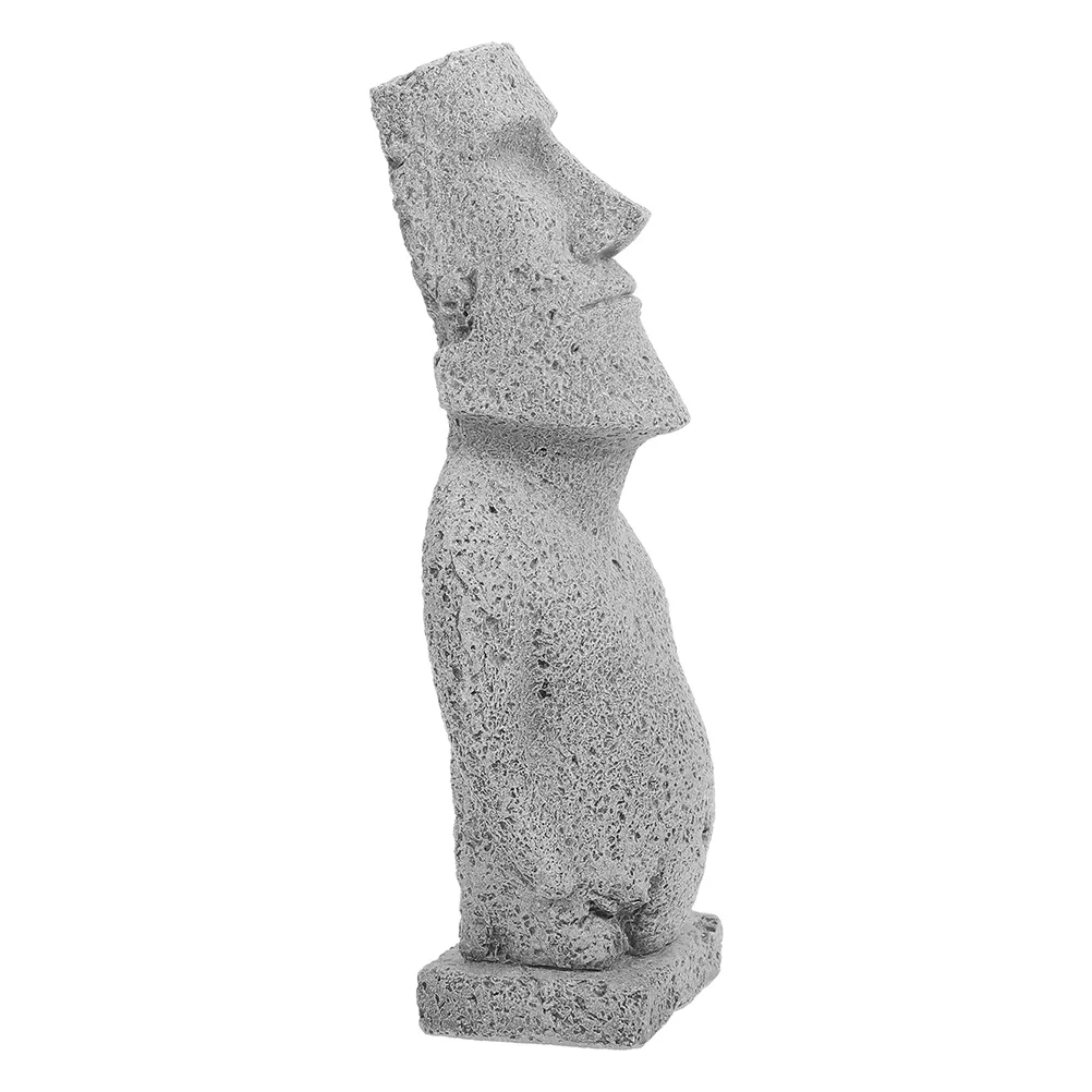 Props Moai Statue Home Decoration Retro Figurine Sculpture Sandstone Aquarium Easter Island Head