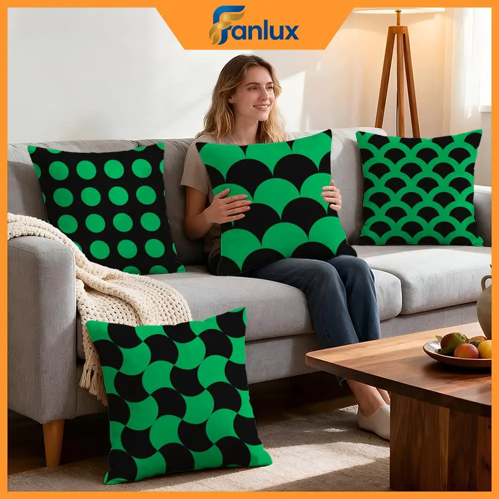 Color black and green Cushion Cover 4Pcs Decorative Covers Soft Cushion Case for Sofa Couch Decor 40x40 45x45 Pillowcases