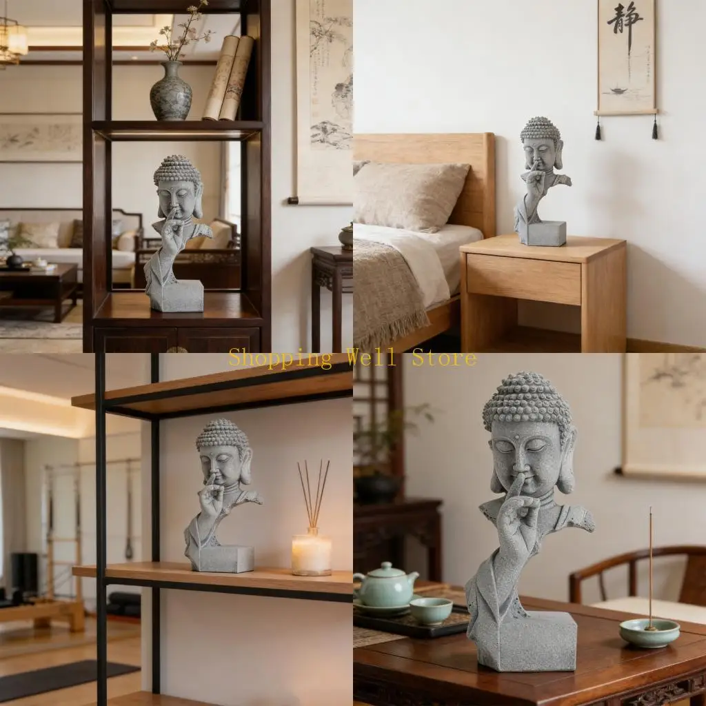 

KX4B Resin Buddhas Statue Meditations Figurine Shakyamuni Buddhas Collectible Sculpture for Home Garden Decoration Ornament