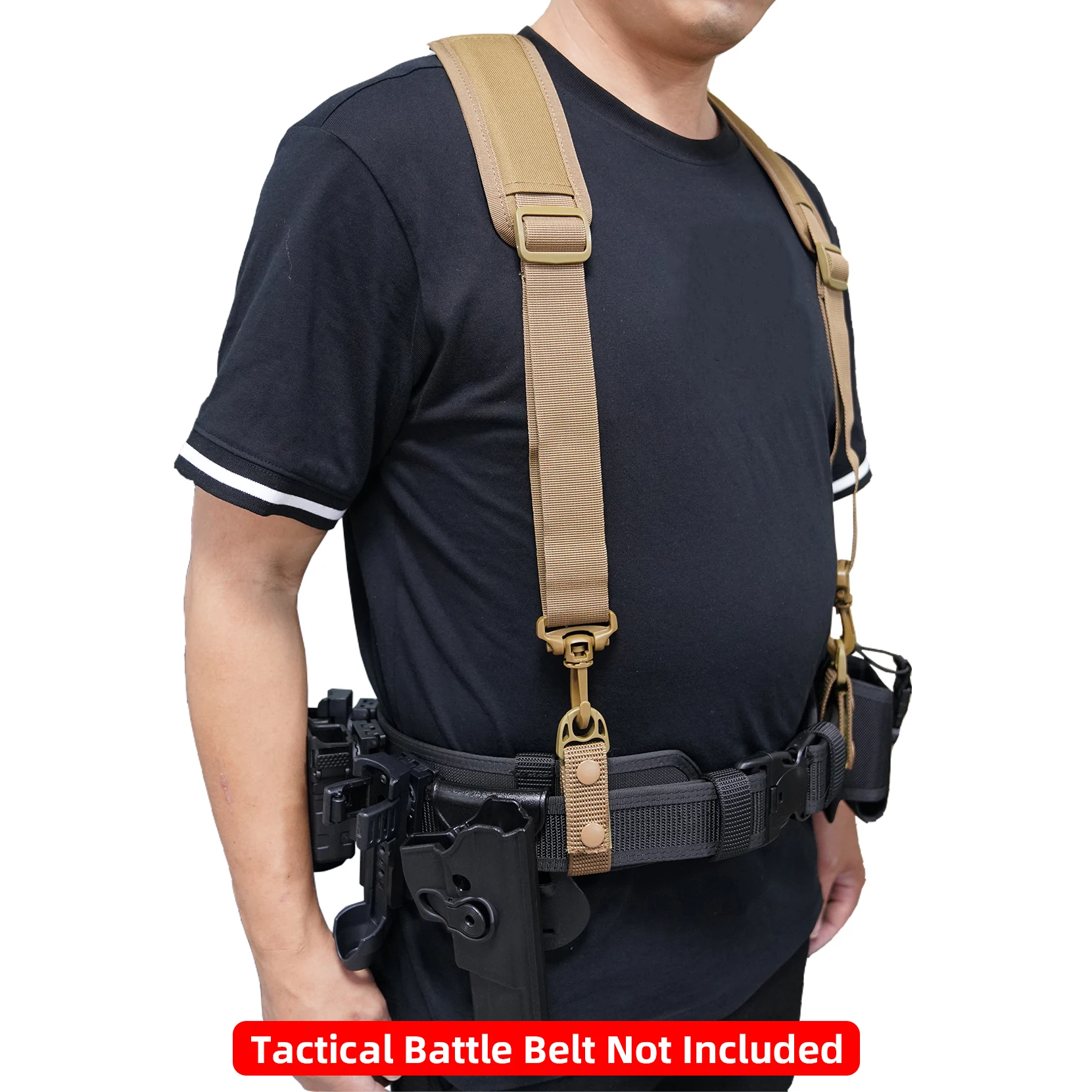 MeloTough Tactical Harness Tactical Suspenders 1.5 inch Police Suspenders for Duty Belt Suspender Adjuster Braces For Man