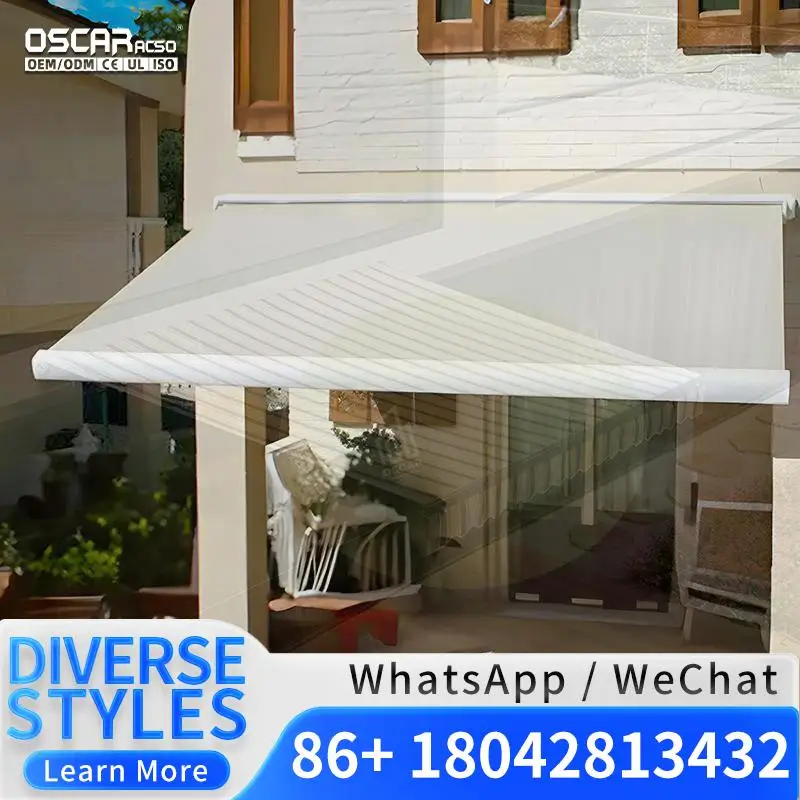 

Electric Retractable Folded Arm Awnings with Aluminum Frame for Outdoor Garden Shades Retractable Awning