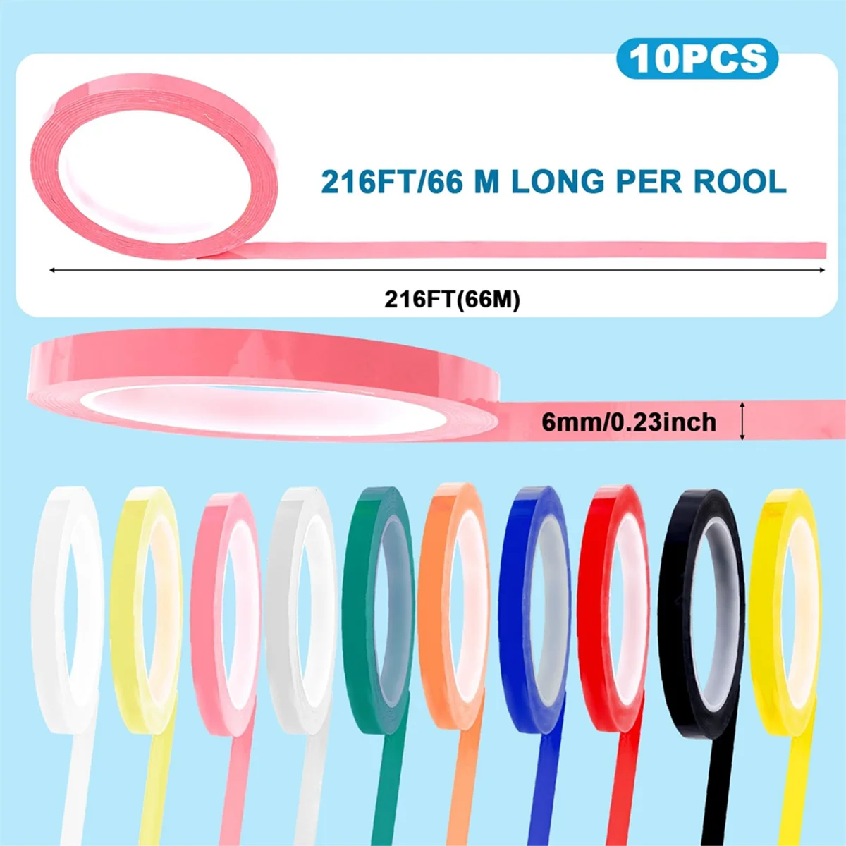 A99T10 Rolls Autoclave Tape-Sterilization Tape,0.24 Inch Width 216.5 Inch Length Instruments Identification Tape 10 Colors