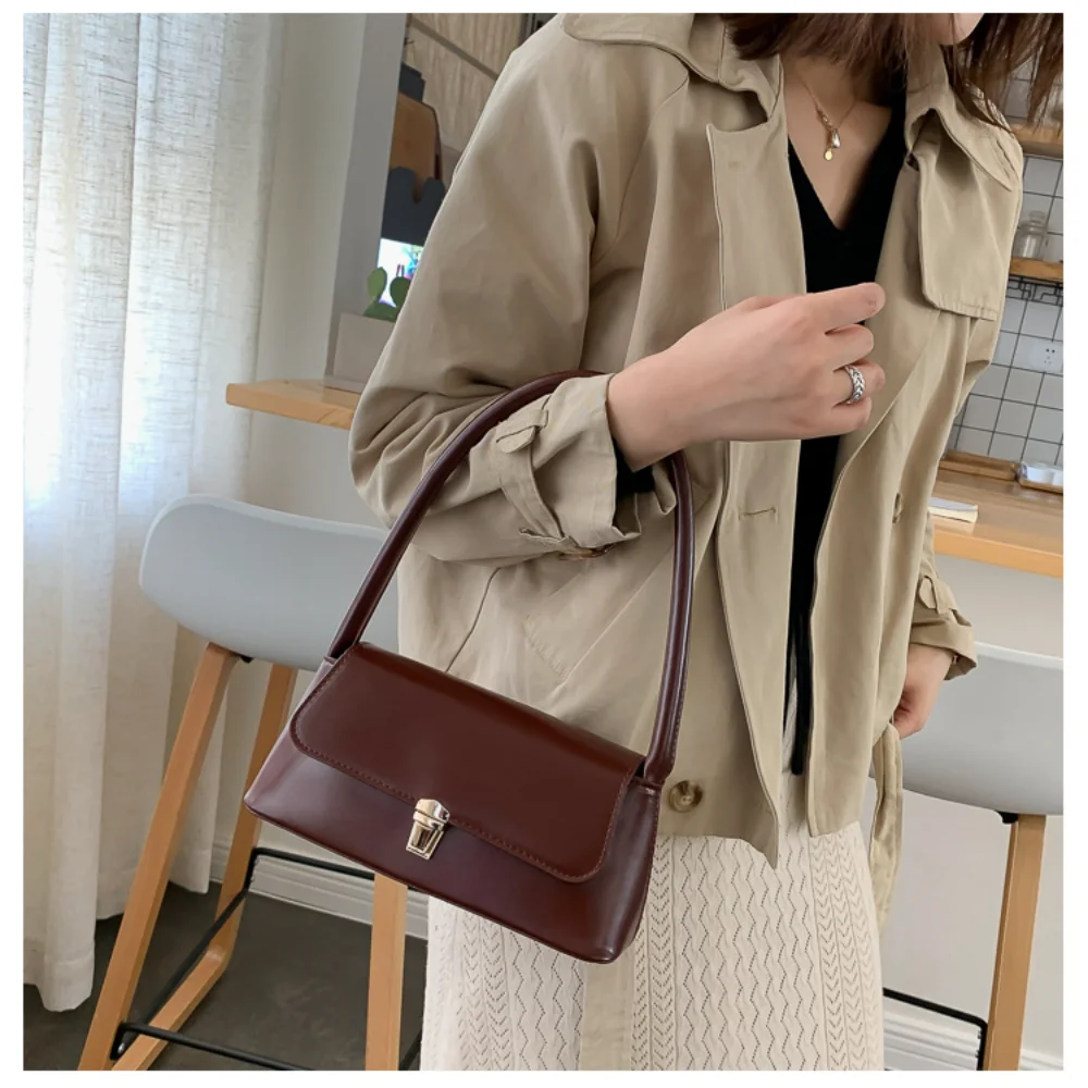 Women Fashion Underarm Bag Solid Color PU Handbag New And High Quality Female Shoulder Bags