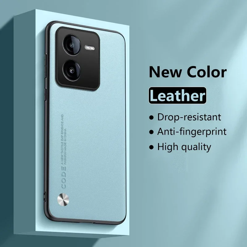 Leather Case for vivo iQOO Z9 Z 9 Carbon Fiber Silicone Protection Full Camera Luxury Matte Phone Cover vivoiQOOZ9 I2302 Coque