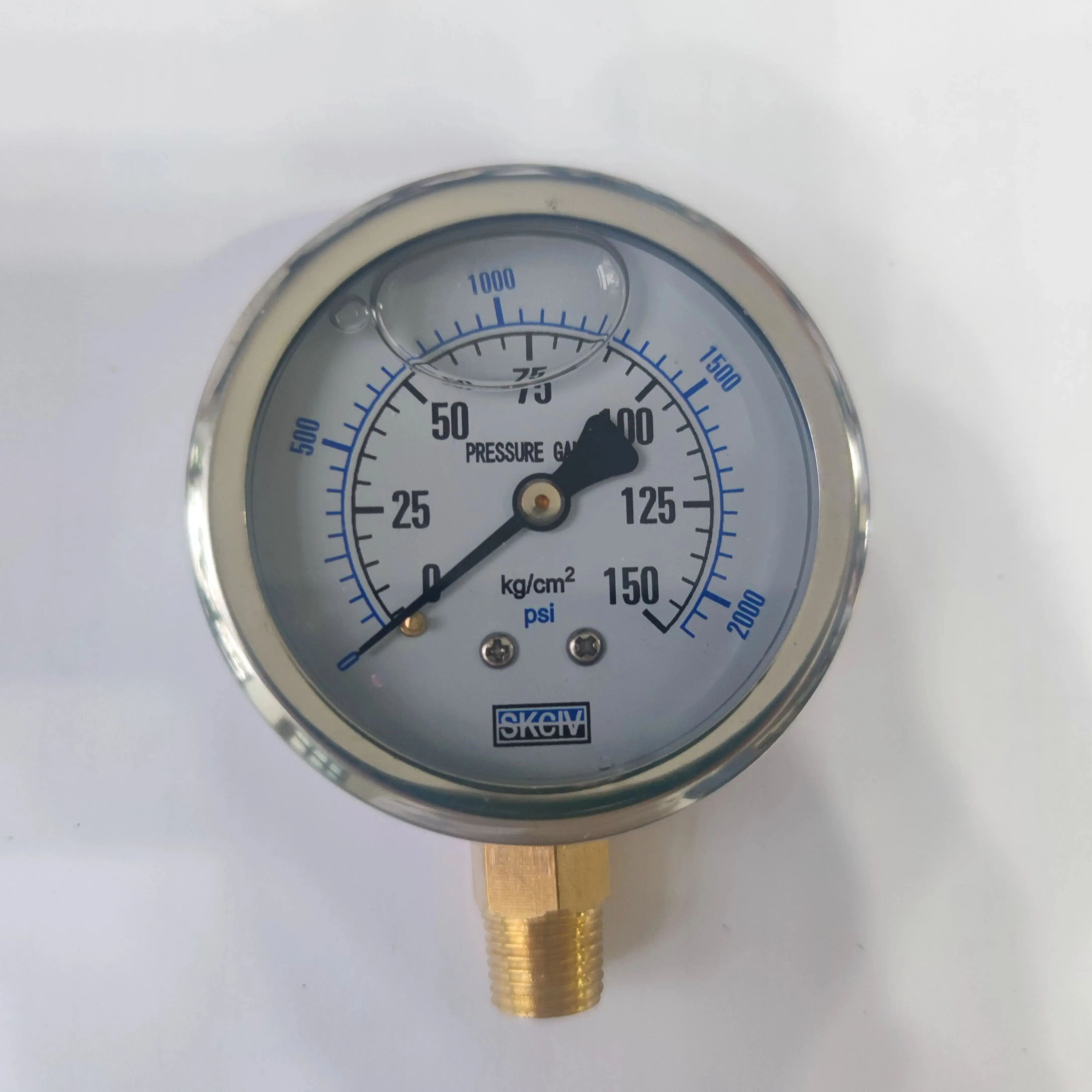 YN-60 PT1/4 Thread 2.5' 60mm Brass Movement Stainless Steel Shell Shock-Proof Oil-Filled Pressure Gauge R