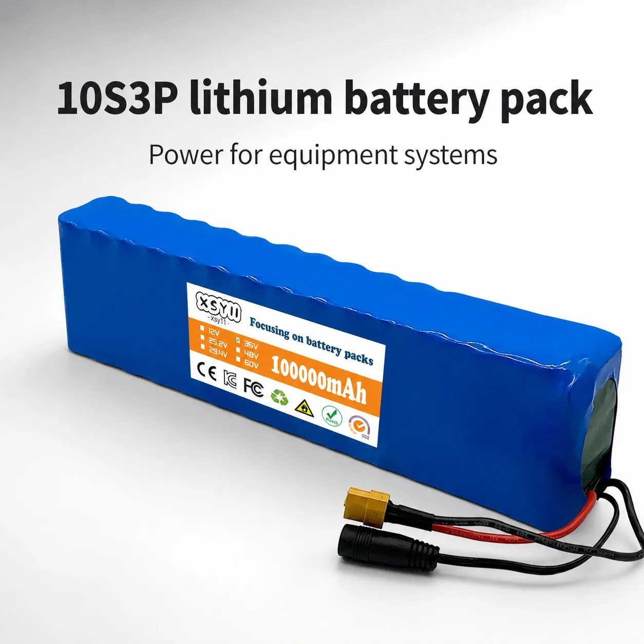 36V 10S3P 100000mAh Li-Ion Battery Pack for Electric Scooter E Bike Repair With XT60 DC Connector Options Harness Match Check