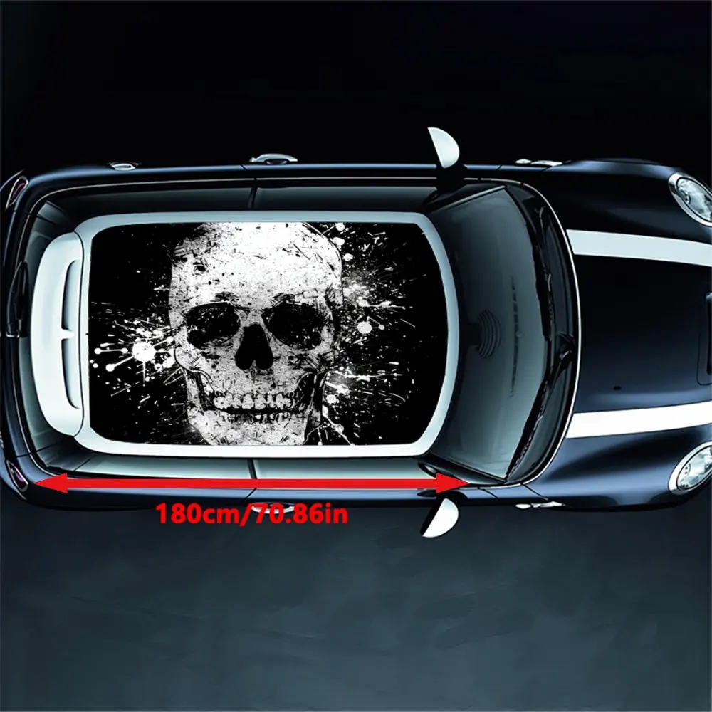 Blood Splattered Skull Head Car Roof Sticker Wrap Racing SUV Auto Accessories Packaging PVC Car Hood Graphic Decal Decoration