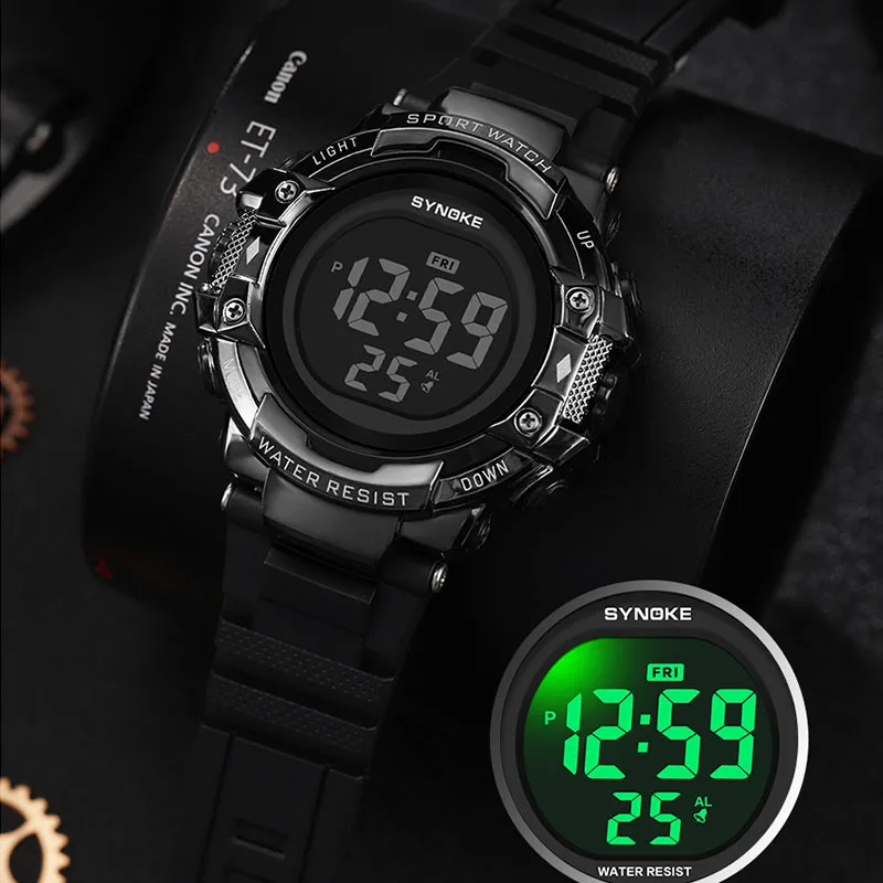 Digital LED Watch For Men Multifunction Alarm Electronic Clock 50M Waterproof Watch,SYNOKE 9829