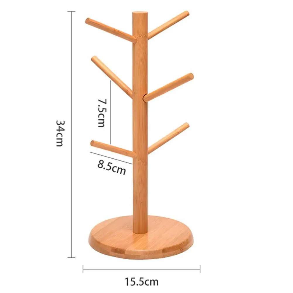 32/34cm Wooden Mug Holder Tree 6 Hooks Tea Coffee Cup Organizer Hanger Stand Storage Drain Rack Station Home Bar Accessories