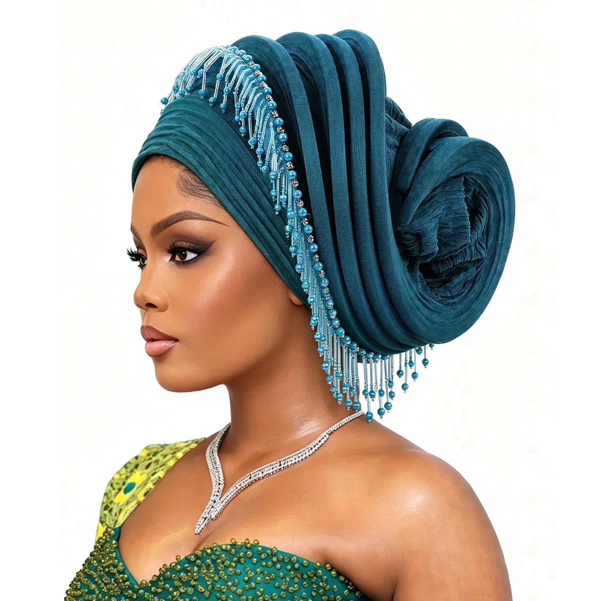 New Design Already Made African Headtie Tassels Turban Cap Head Wraps Nigerian Wedding Auto Gele Party Headgear Headpiece Hat