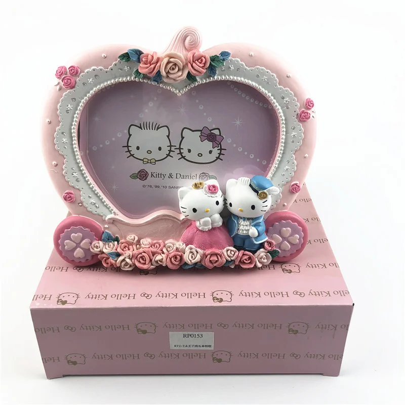 Hello Kitty Fotolijst Sanrio Kt Cat Anime Model Cartoon Pompoen Koets Decoratie Handwerk Voor Huwelijksgeschenken Home Decor Speelgoed