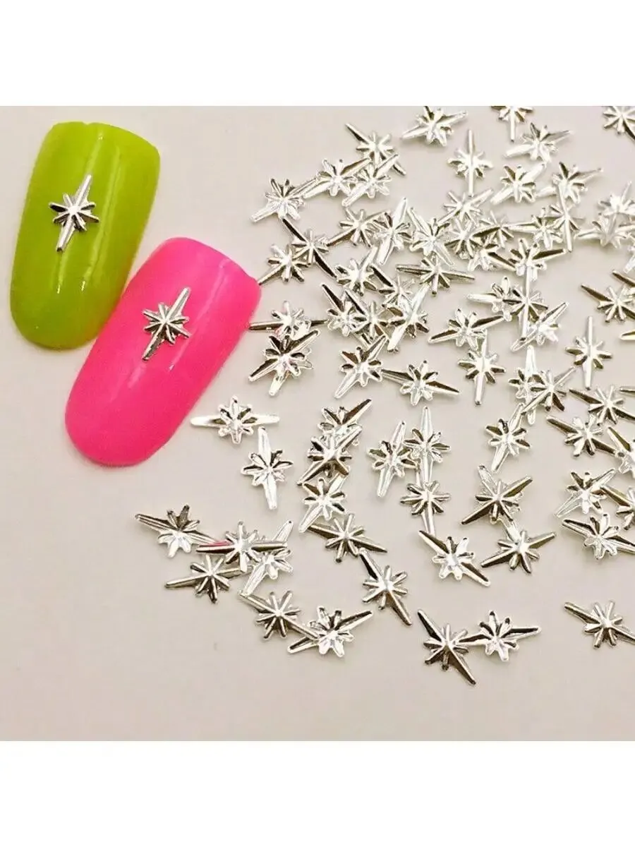 1000pcs/Pack 5*8mm Silver Starlight Japan 3D Metal Stud Nail Art Decorations Mini Nail Tips Stickers Accessory Slice Flakes