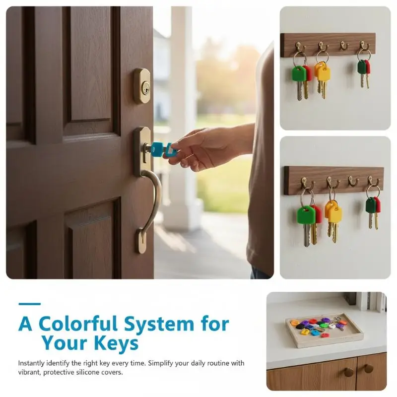 Soft Silicone Key Cover Sleeves Color Coding Key Identifier Tags Flexible Key Protectors Lightweight Key Management Accessories