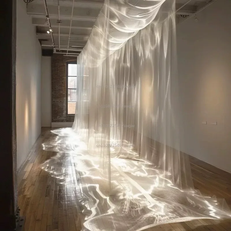 Wedding Arrangement Scene Design Creative Theme Exhibition, Wave White Water Gloss Yarn Light Transparent Flow Yarn Transparent