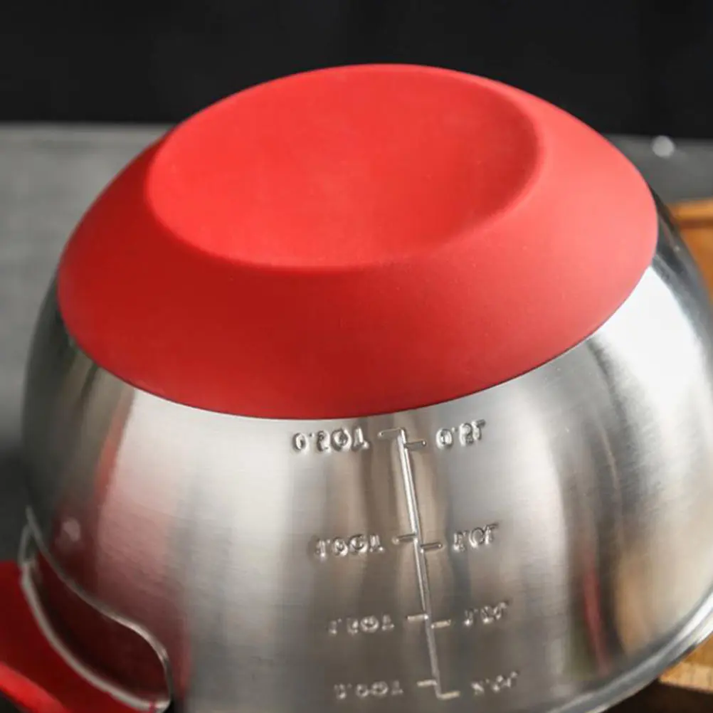 

1 set Salad Anti-slip Basin Egg Cooking Bowls Food Silver Silica Gel Mixing Stainless Steel Non Slip Kitchen Tool Baking Pan