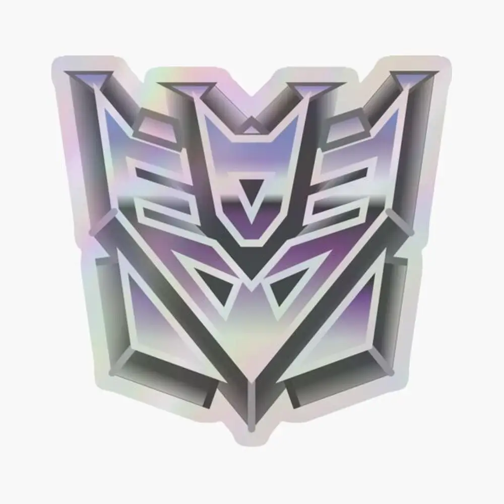 

Decepticons Vintage Holographic Sticker for Laptop Decor Bedroom Car Cute Cartoon Art Fashionable Public Suitcase