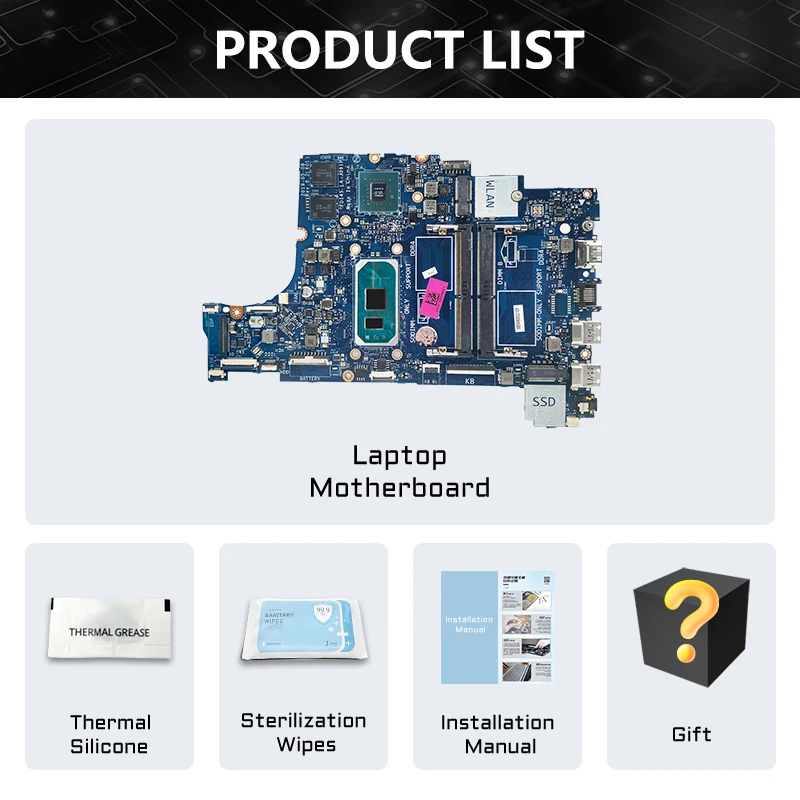 Para dell latitude 9510 placa-mãe do portátil LA-H981P I5-10210U I7-10710U I7-10810U ram 8g 0x20h5 097kr9 0x1g65 notebook mainboard