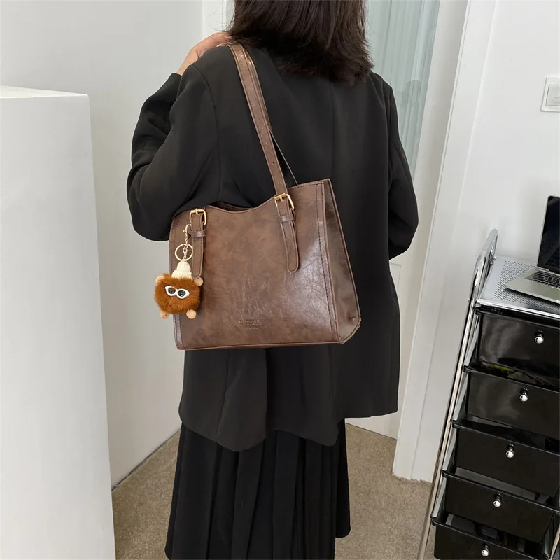 Large Capacity Solid Color Casual Commuting Simple Shoulder Messenger Bag Handbag Women