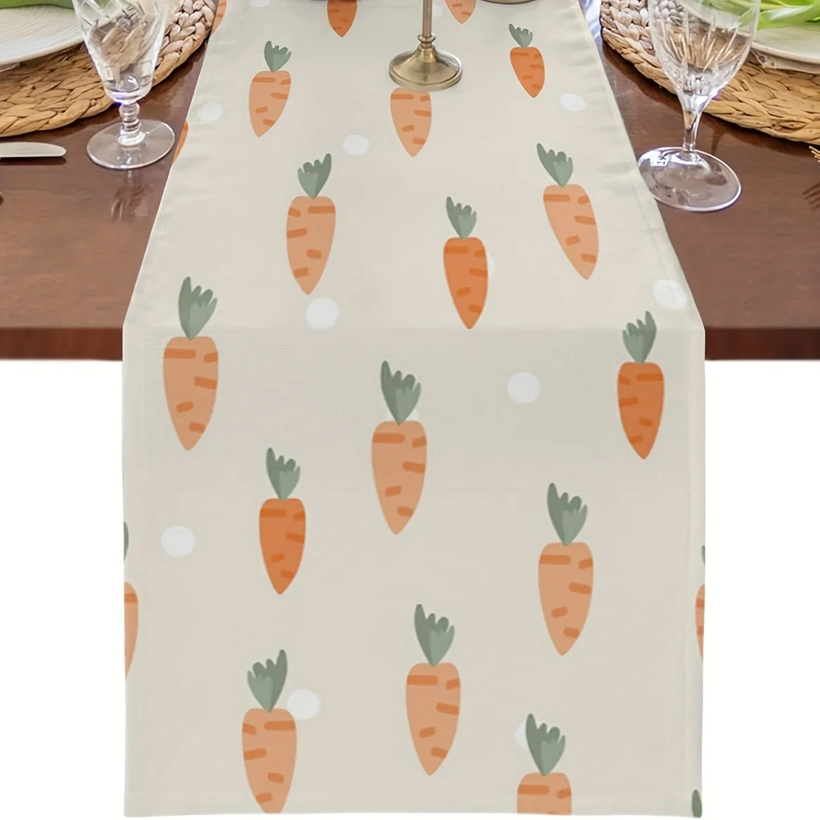 Easter Carrot Linen Table Runner - Farmhouse Style Multi-Size  for Dining Kitchen Party