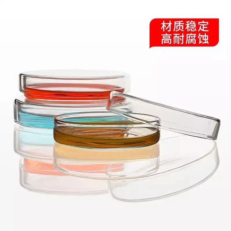 10PCS Petri Dish Biological Experiment Agar Lid Round Disposable High Borosilicate Petri Dish Glass Thickened Petri