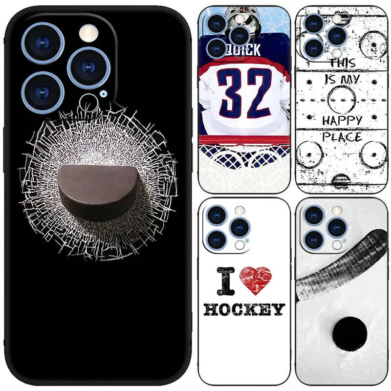 Ice Hockey Black Phone Case For Apple iPhone 15 14 13 12 Mini 11 Pro MAX XR X XS 7 8 Plus SE 2020 2022 Cover