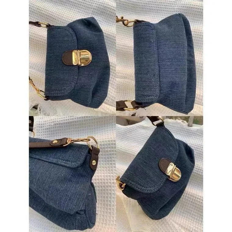 Borsa a tracolla avanzata con chiusura a piega borsa a tracolla Casual moda donna 2023 borsa a tracolla in Denim borsa a tracolla Vintage femminile