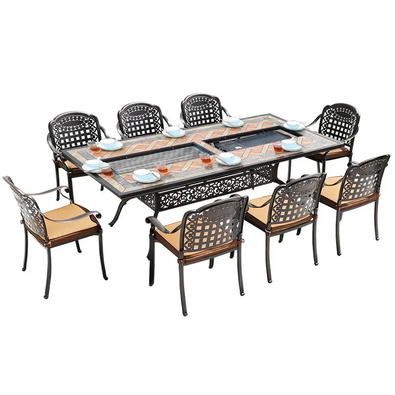 grilling charcoal grilling dual-purpose barbecue table outdoor courtyard cast aluminum barbecue table starting from two pieces