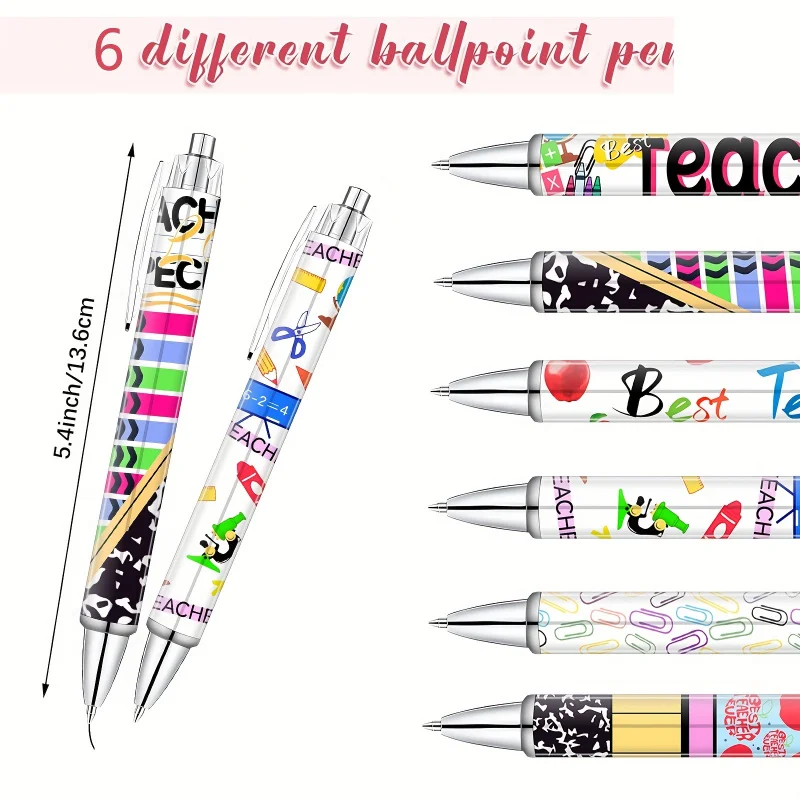 6/12/18 Pcs Teacher Ballpoint Pens Bulk Black Ink Pens for Women Teacher Office Work Supplies Gifts for School Teacher Colleague