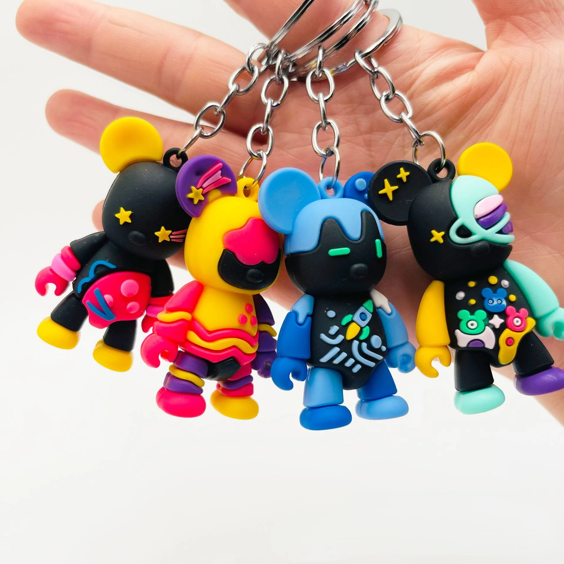 Colorful Key Chains Creative Cartoon Space Violent Bear Doll Keychains Bag Pendant Student Gift Jewelry Clothing Accessories