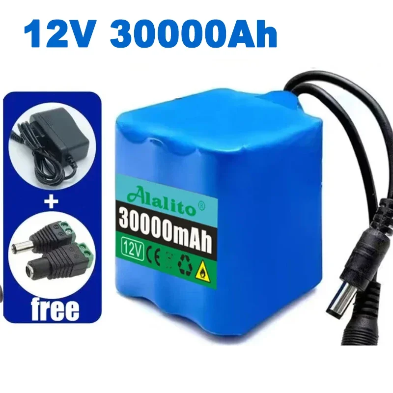 Nwe Portable Super 12V 50Ah Battery Rechargeable Lithium Ion Battery Pack Capacity DC 12.6v10Ah CCTV Cam Monitor+Charger