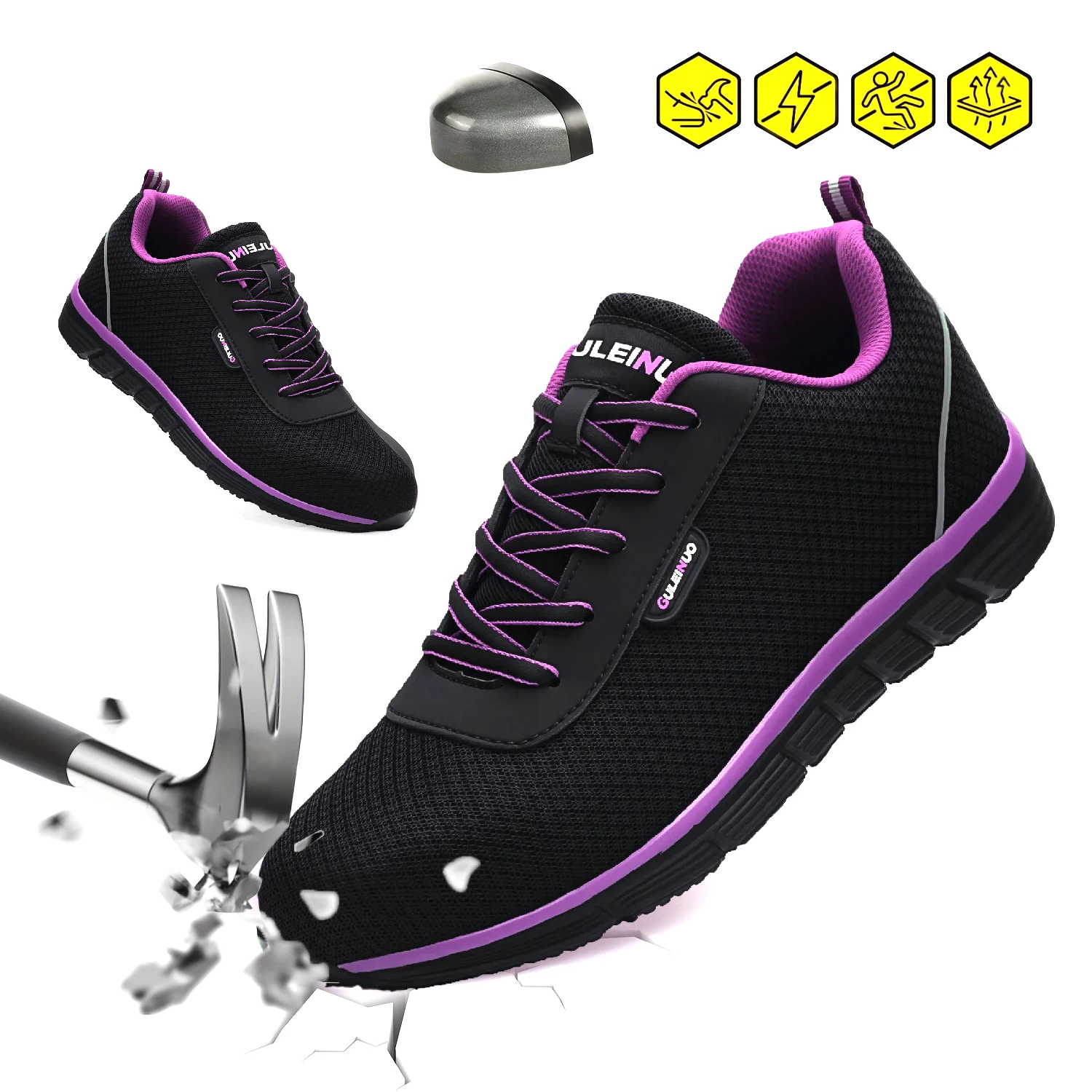 

Женская защитная рабочая обувь, обувь со стальным носком, легкие дышащие, небьющиеся, нескользящие кроссовки SRC